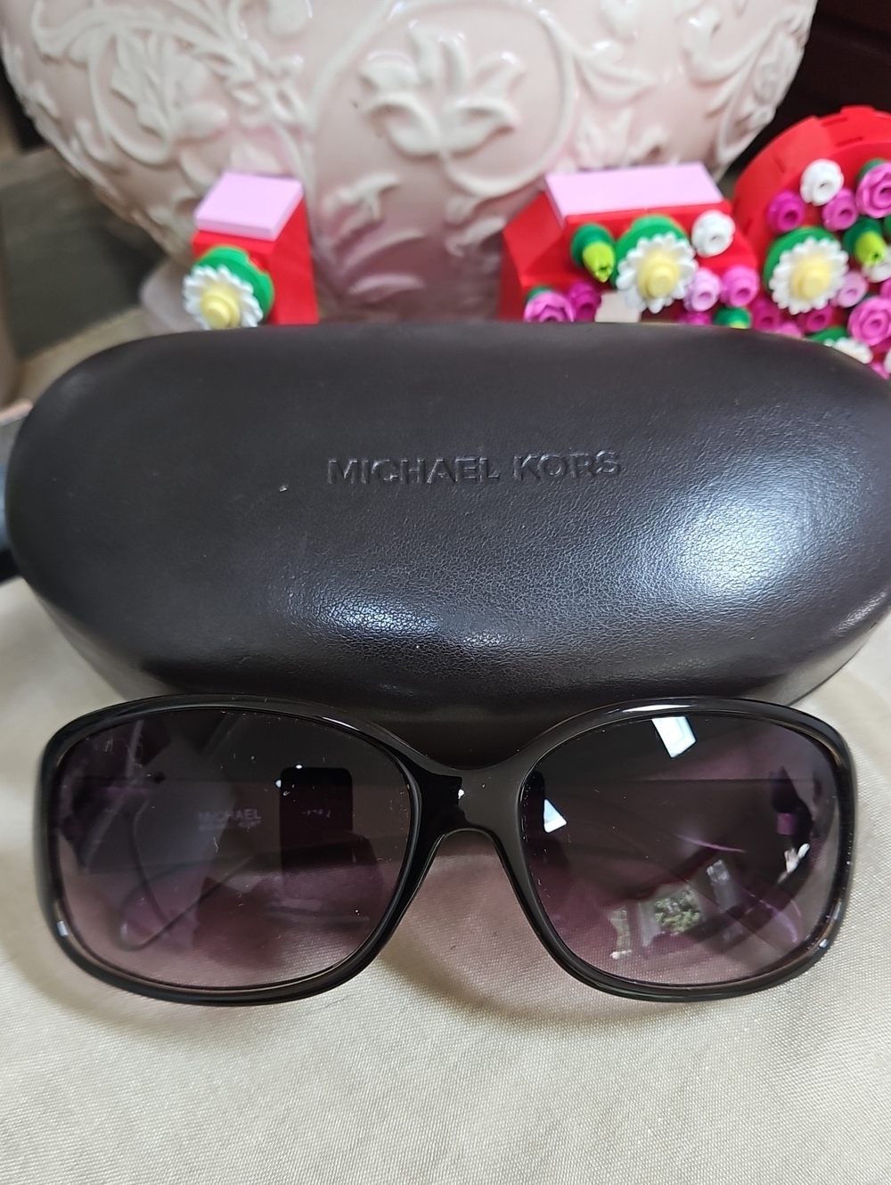 Michael Kors Women's Black Sunglasses with Gradient Purple Lenses And Brown Case